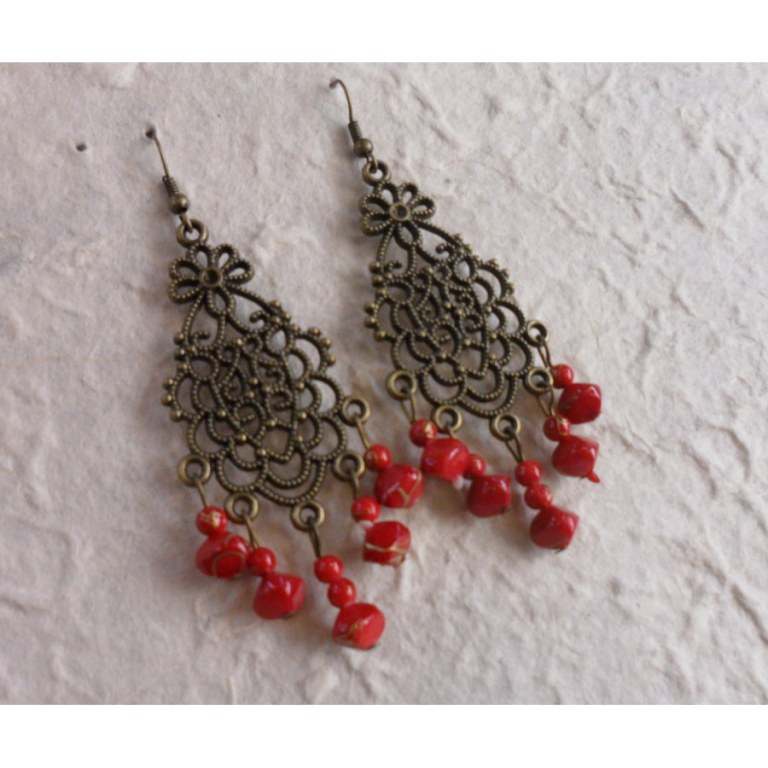 Pendants d'oreilles rouges Sunee