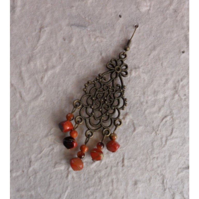 Pendants d'oreilles oranges/noirs Sunee