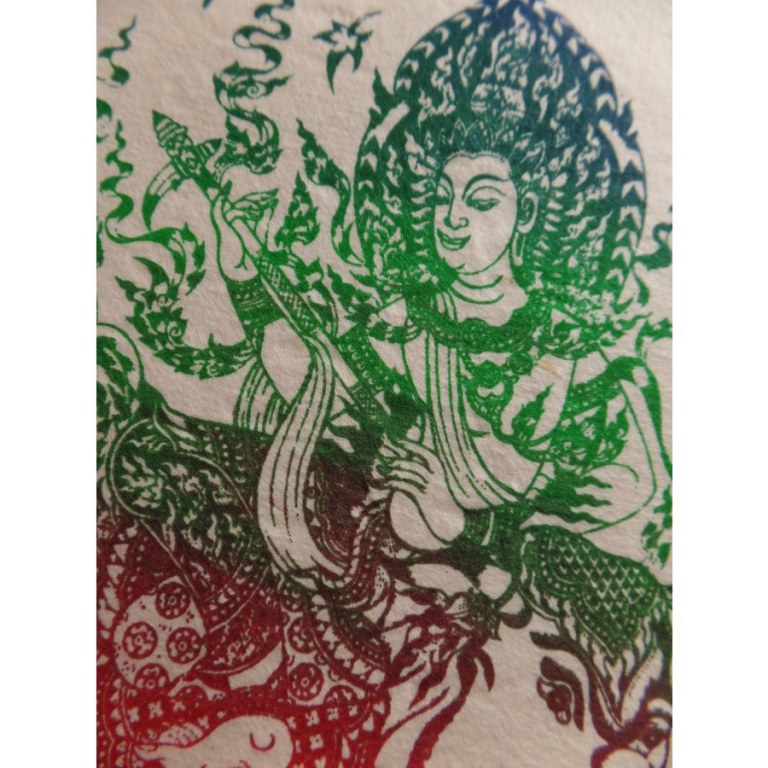 Carte Apsara et l'éléphant rouge/vert