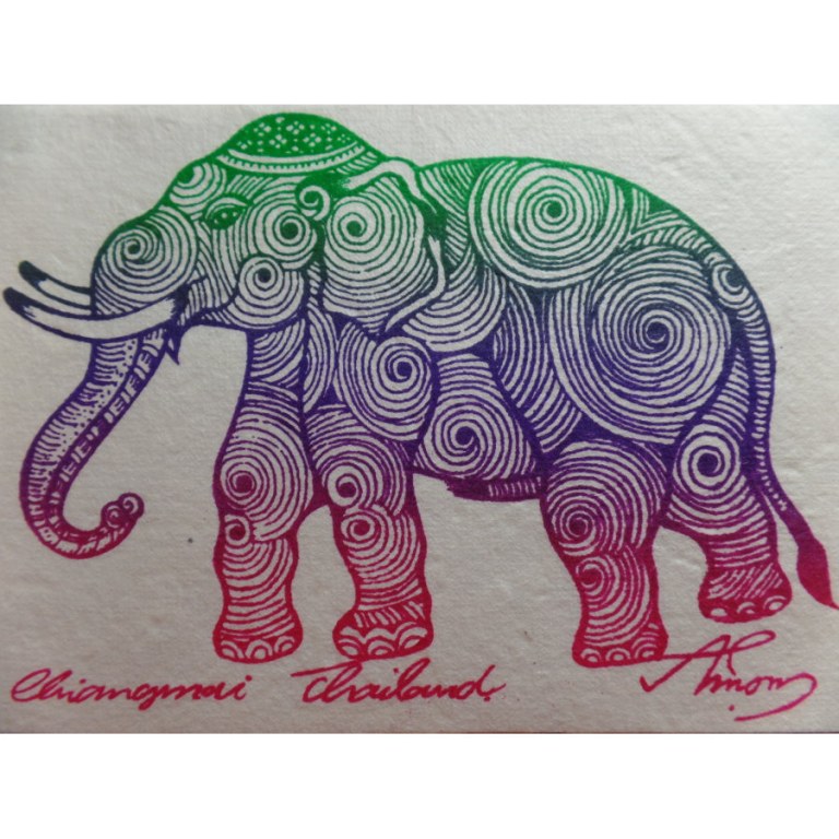 Carte éléphant spires 3 couleurs
