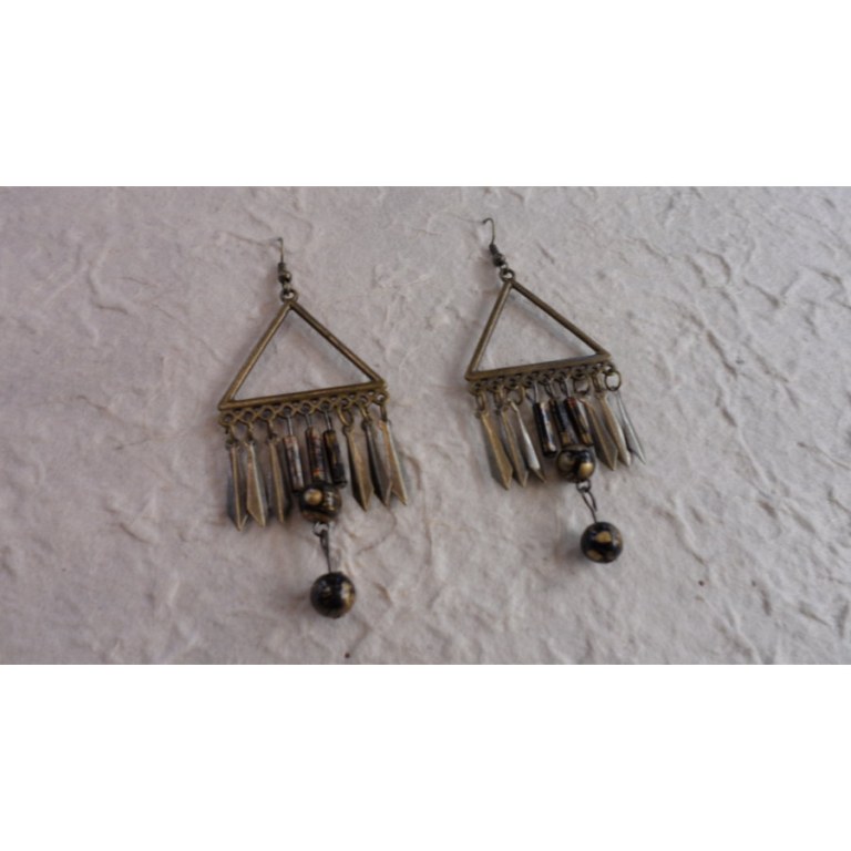 Boucles d'oreilles Waan noir/or