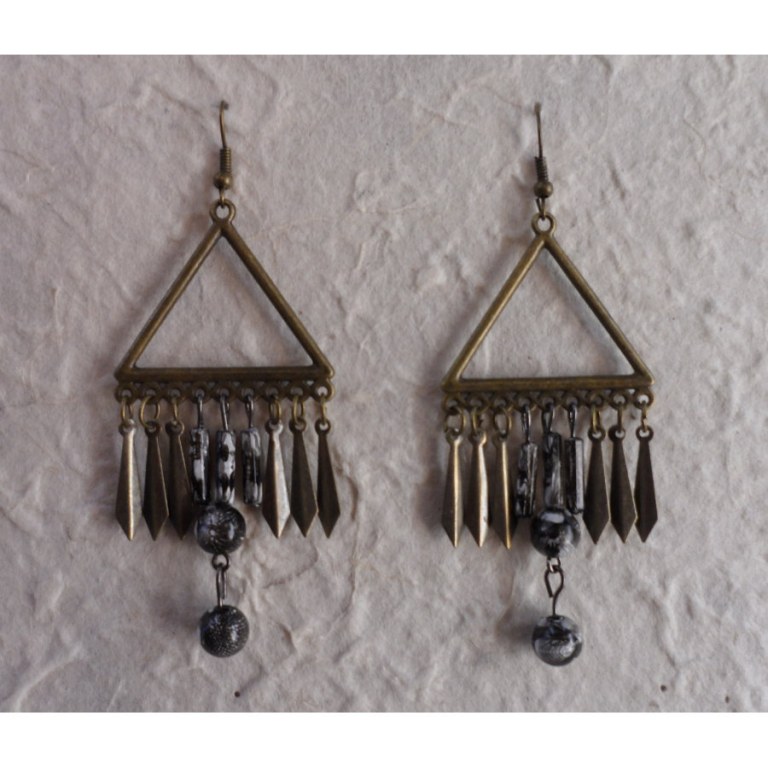 Boucles d'oreilles Waan noir et blanc