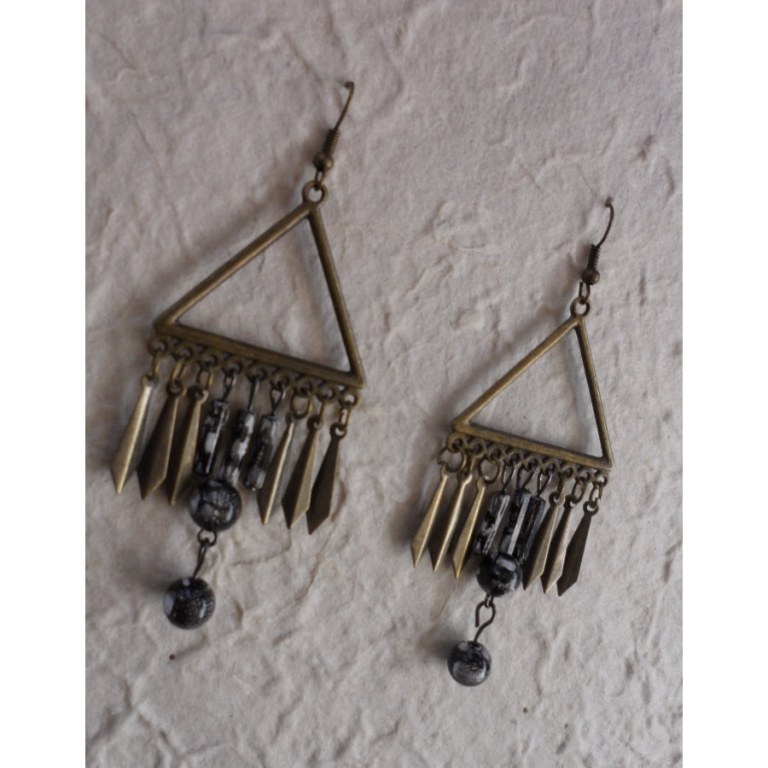 Boucles d'oreilles Waan noir et blanc