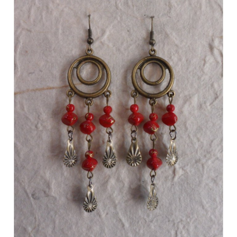 Pendants d'oreilles Bun Ma rouges