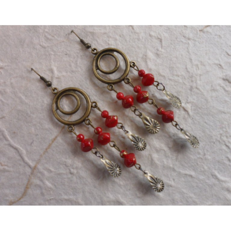 Pendants d'oreilles Bun Ma rouges