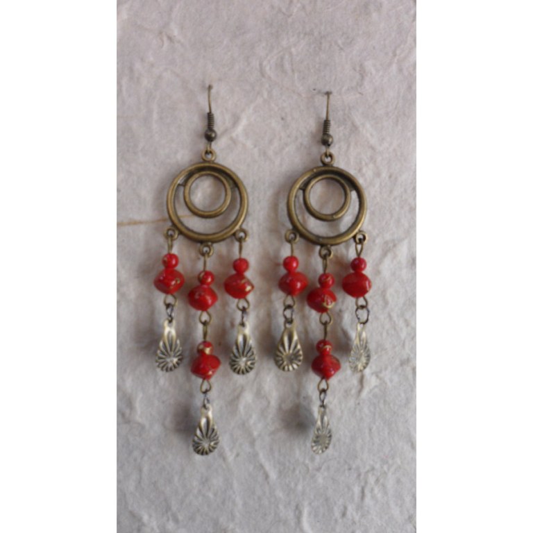 Pendants d'oreilles Bun Ma rouges