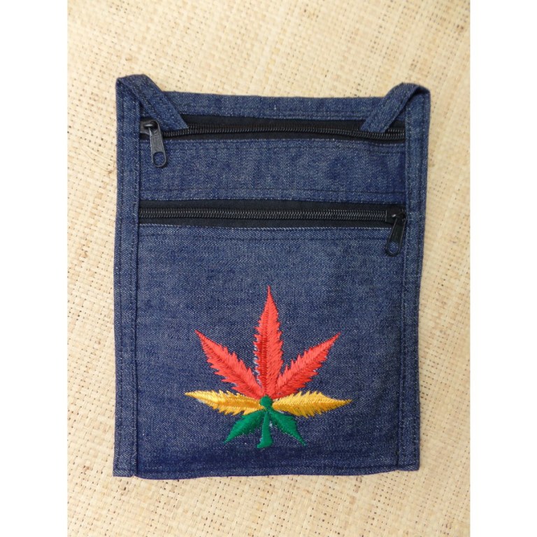 Sac passeport bleu jean feuille tricolore