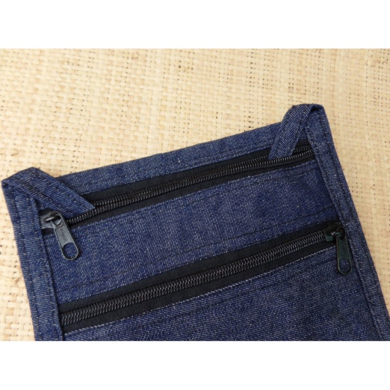 Sac passeport bleu jean feuille tricolore