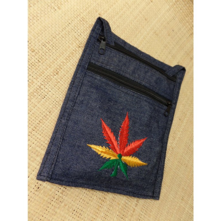 Sac passeport bleu jean feuille tricolore