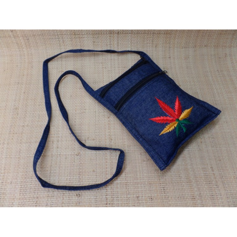 Sac passeport bleu jean feuille tricolore