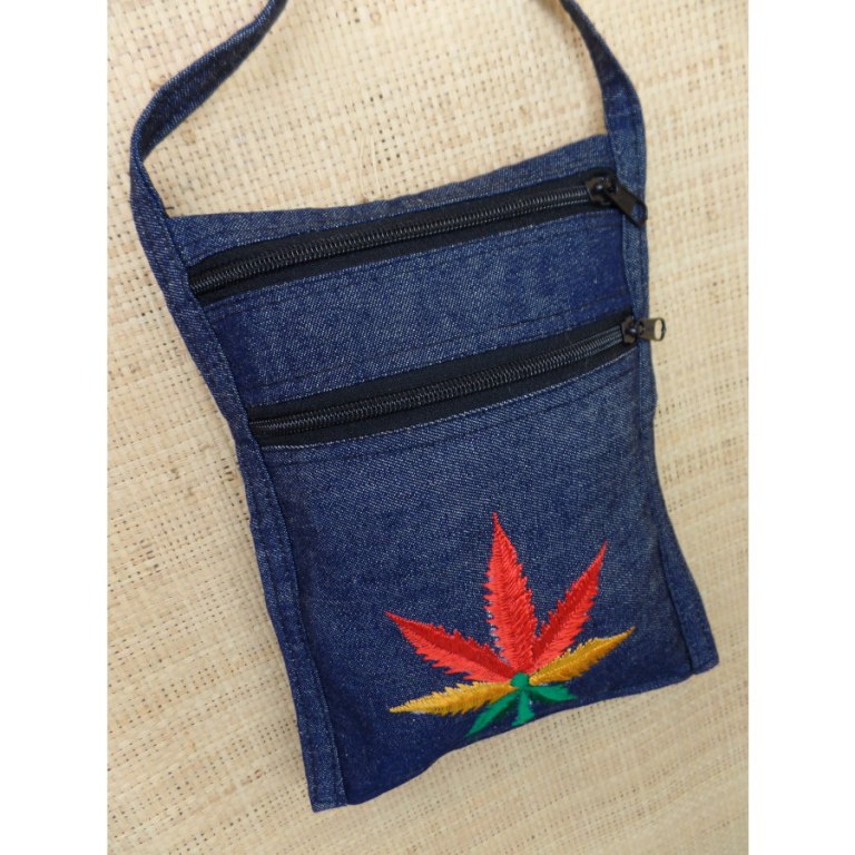 Sac passeport bleu jean feuille tricolore