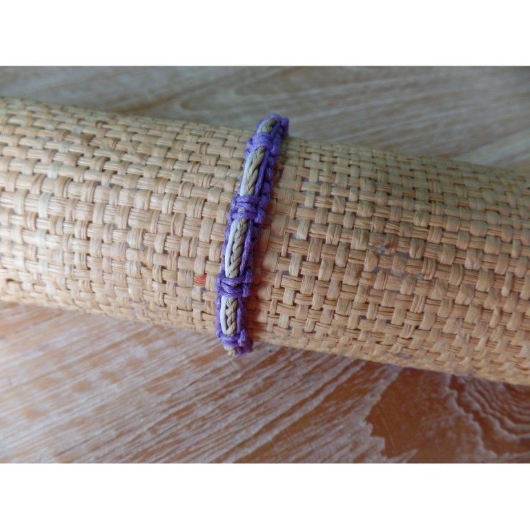 Bracelet ficelle mauve/blanc