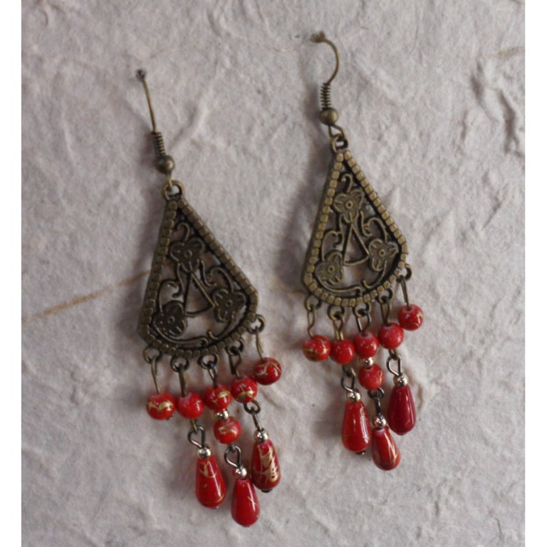 Boucles d'oreilles Boussaba rouges