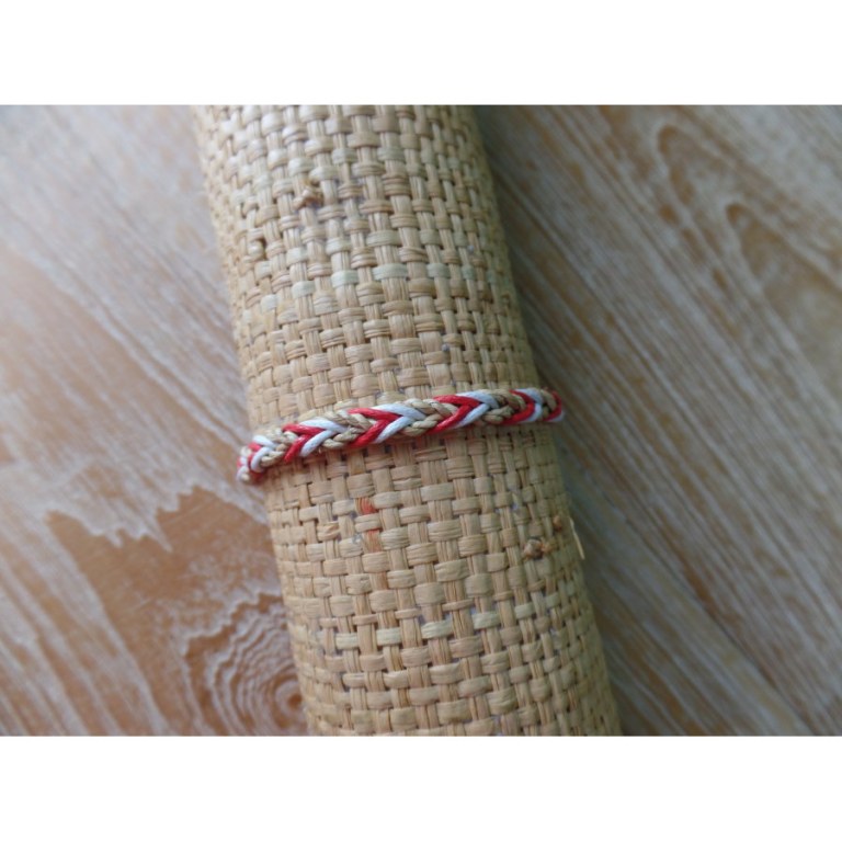 Bracelet natté ficelle blanc/rouge