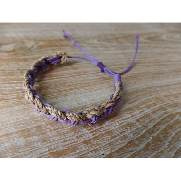 Bracelet noeud plat mauve