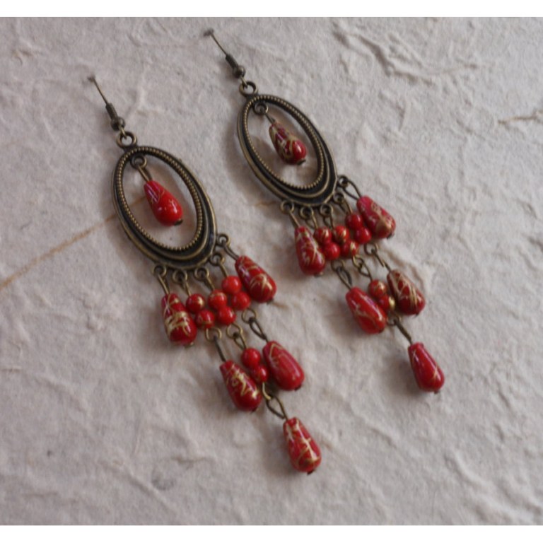 Pendants d'oreilles Tukata rouges