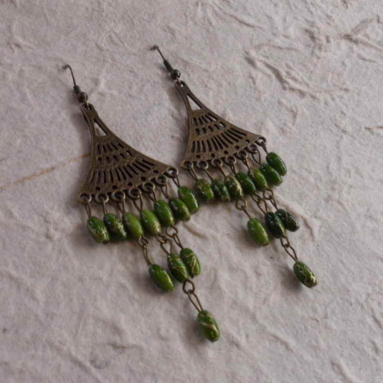 Boucles d'oreilles Phitsamaï vertes