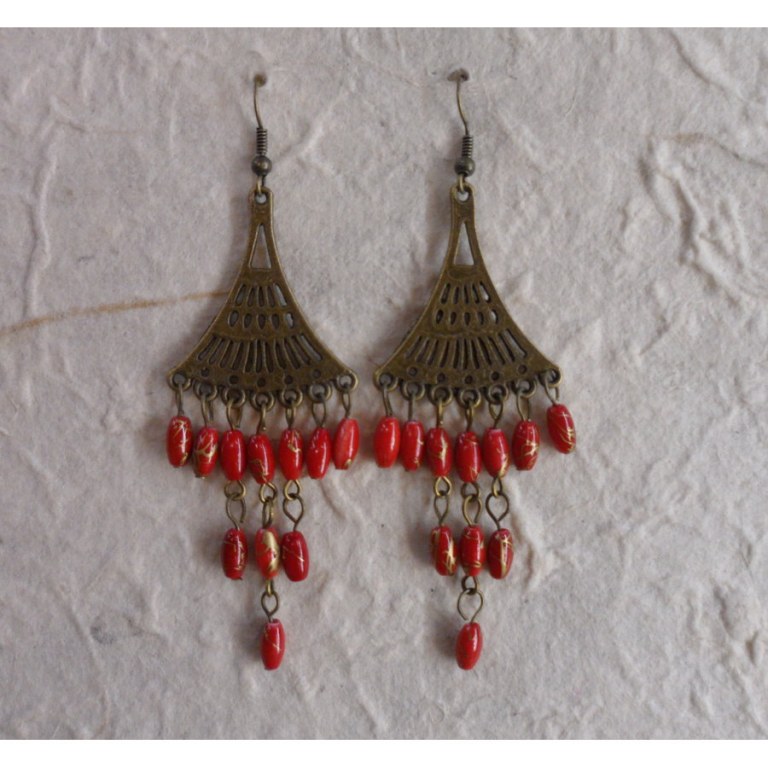 Boucles d'oreilles Phitsamaï rouges