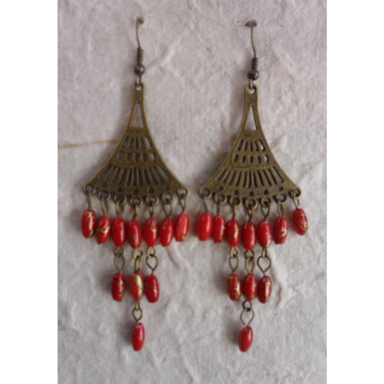 Boucles d'oreilles Phitsamaï rouges