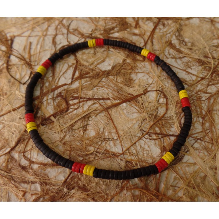 Collier gelombang noir/jaune/rouge