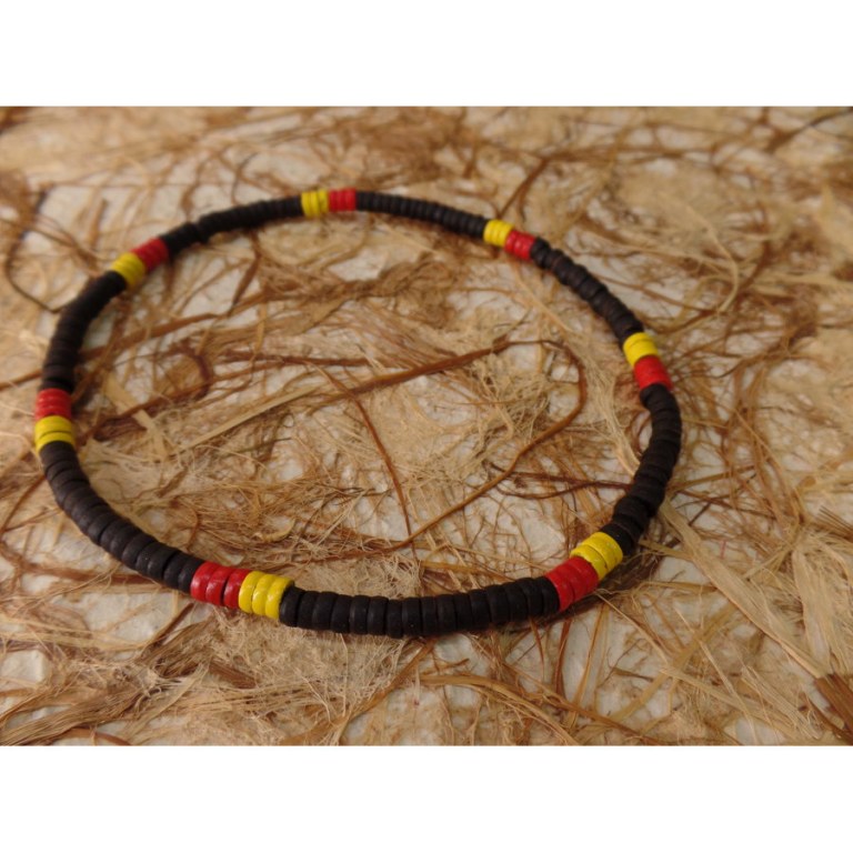 Collier gelombang noir/jaune/rouge