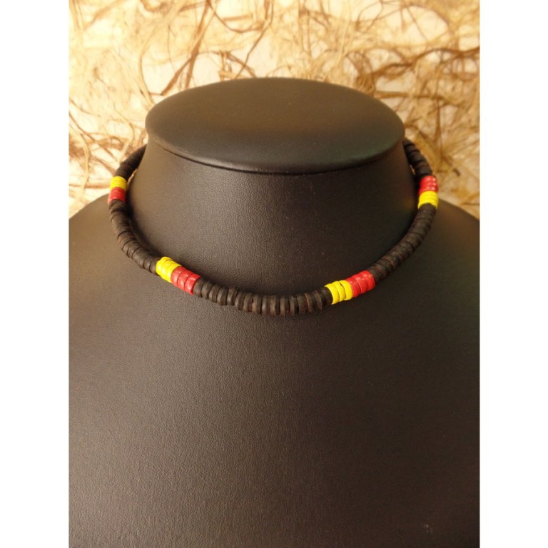 Collier gelombang noir/jaune/rouge