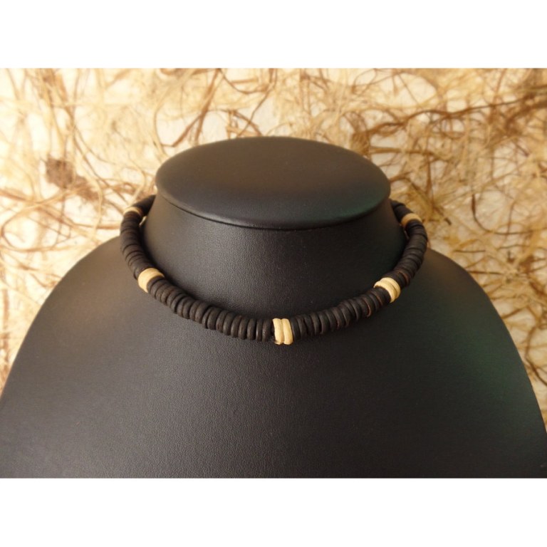 Collier gelombang noir/beige