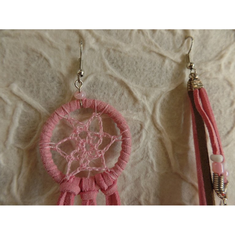 Boucles d'oreilles roses dreamcatcher originality 