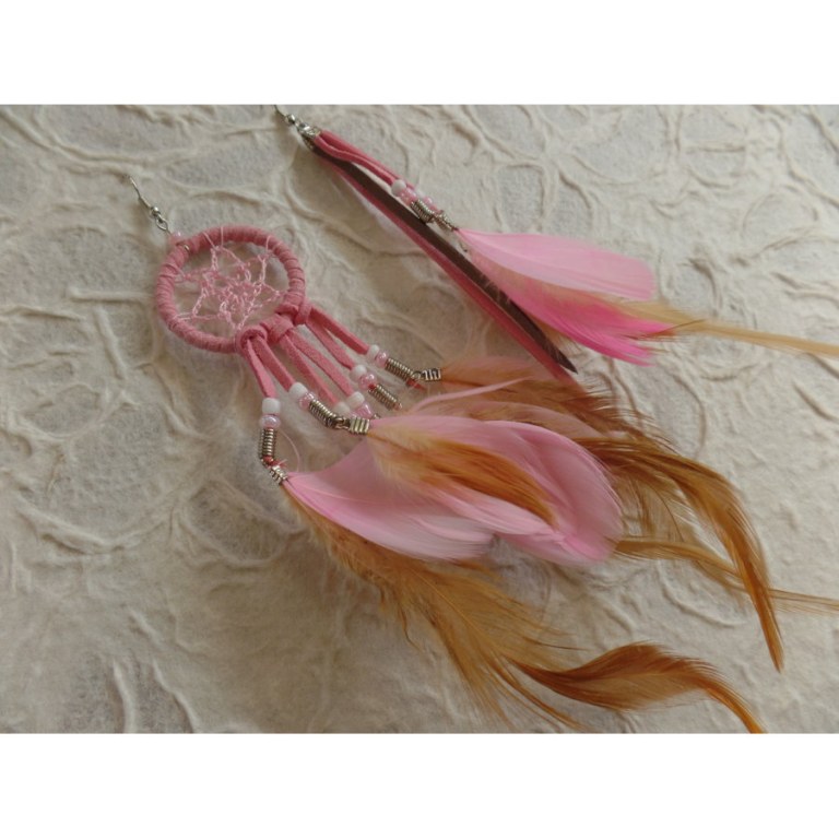 Boucles d'oreilles roses dreamcatcher originality 