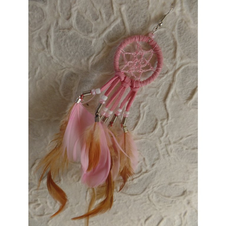 Boucles d'oreilles roses dreamcatcher originality 