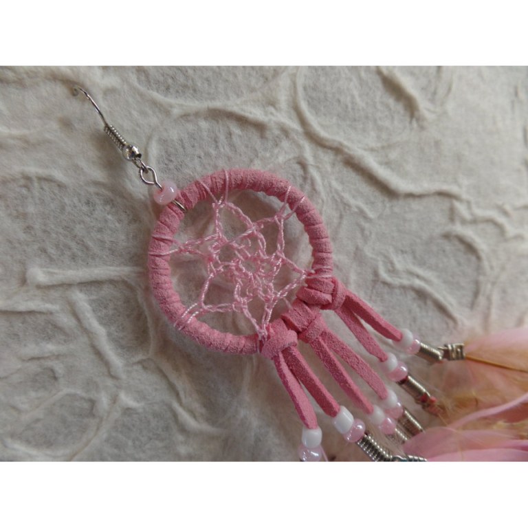 Boucles d'oreilles roses dreamcatcher originality 