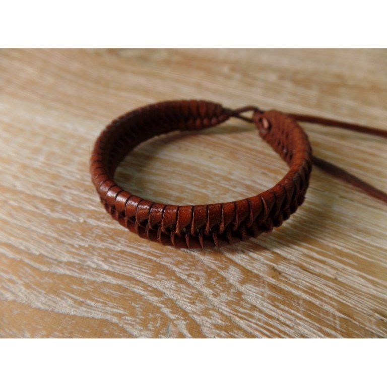 Bracelet cuir tressé 1 marron