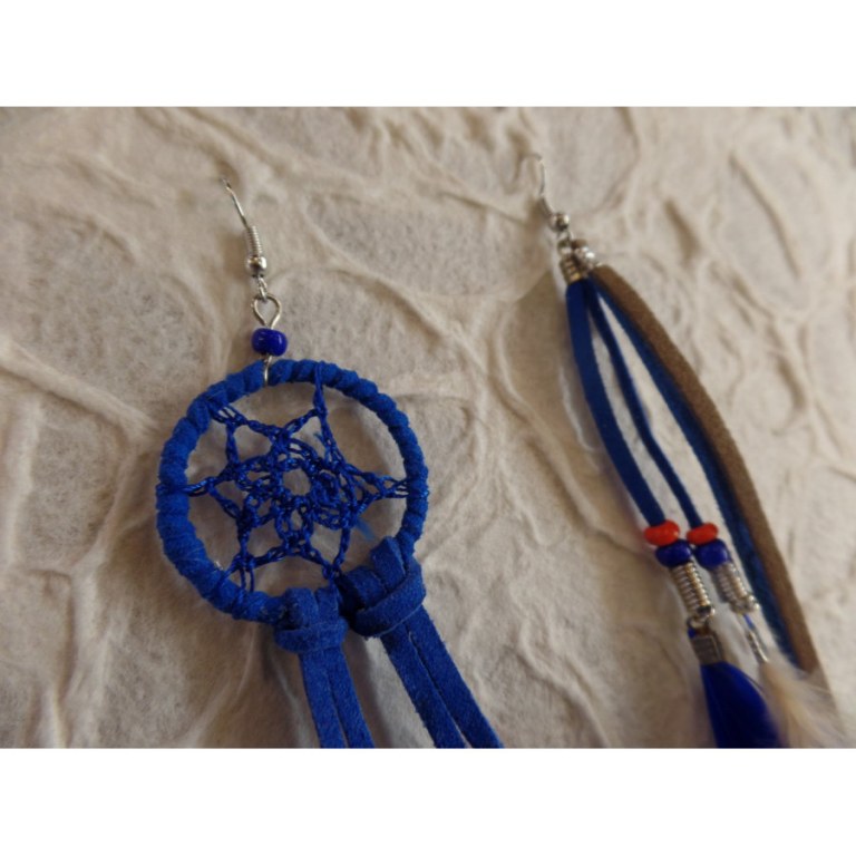 Boucles d'oreilles bleues dreamcatcher originality 