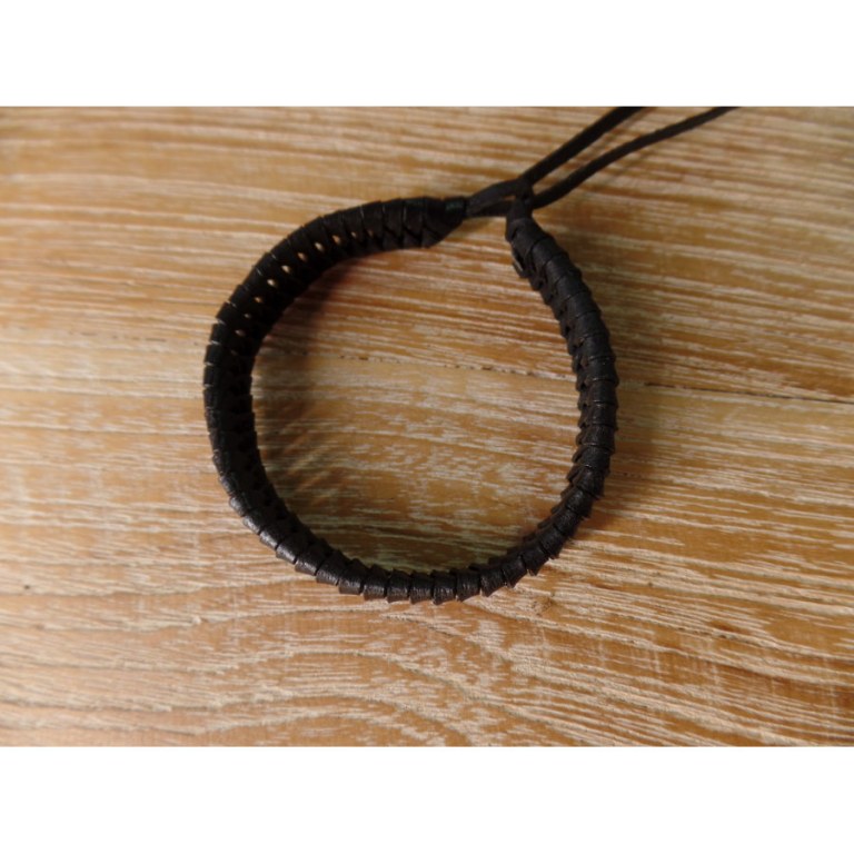 Bracelet cuir tressé 1 noir