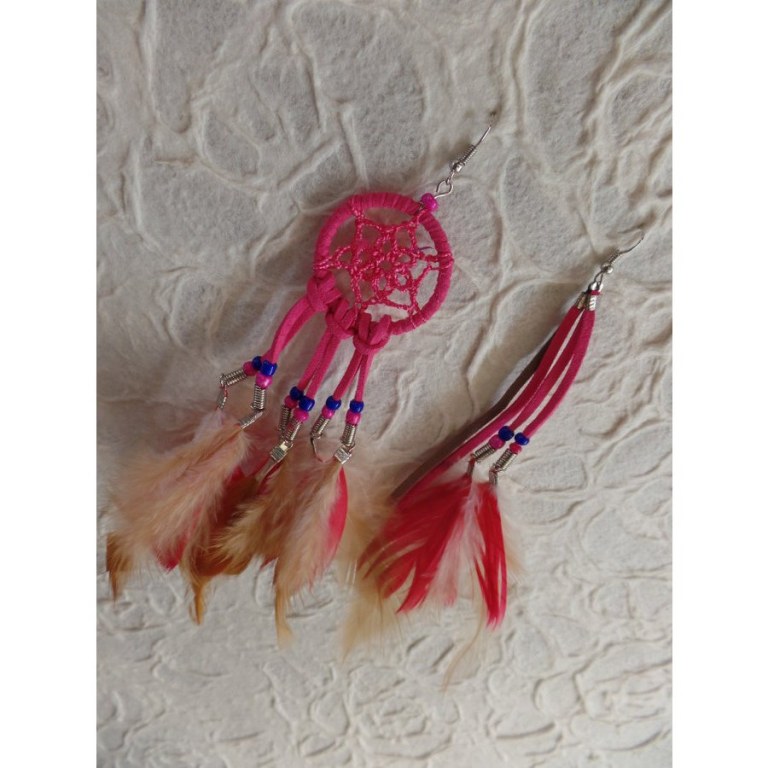 Boucles d'oreilles rose foncé dreamcatcher originality 