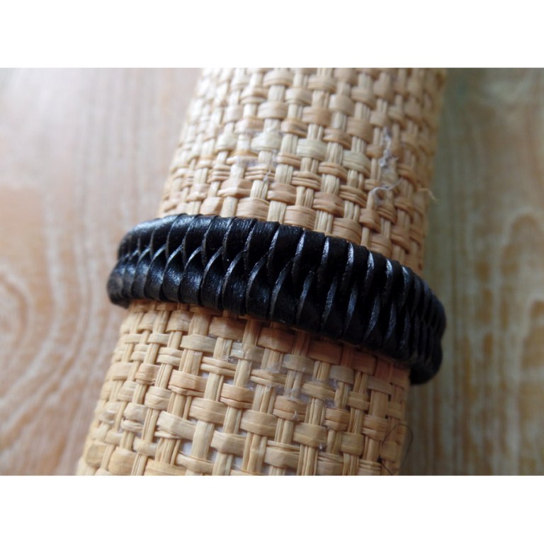 Bracelet cuir tressé 1 noir