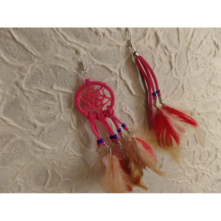 Boucles d'oreilles rose foncé dreamcatcher originality 