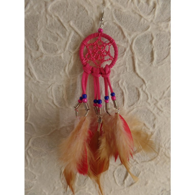 Boucles d'oreilles rose foncé dreamcatcher originality 