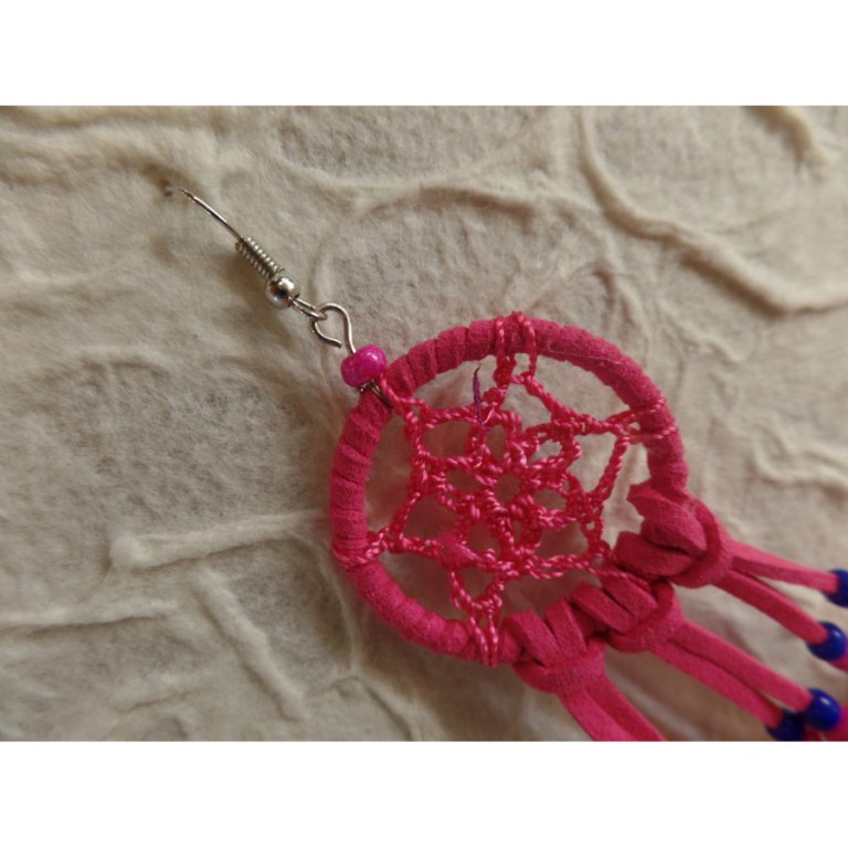 Boucles d'oreilles rose foncé dreamcatcher originality 