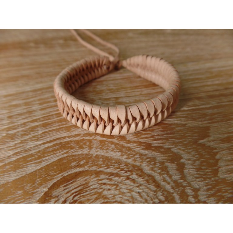 Bracelet cuir tressé 1 beige