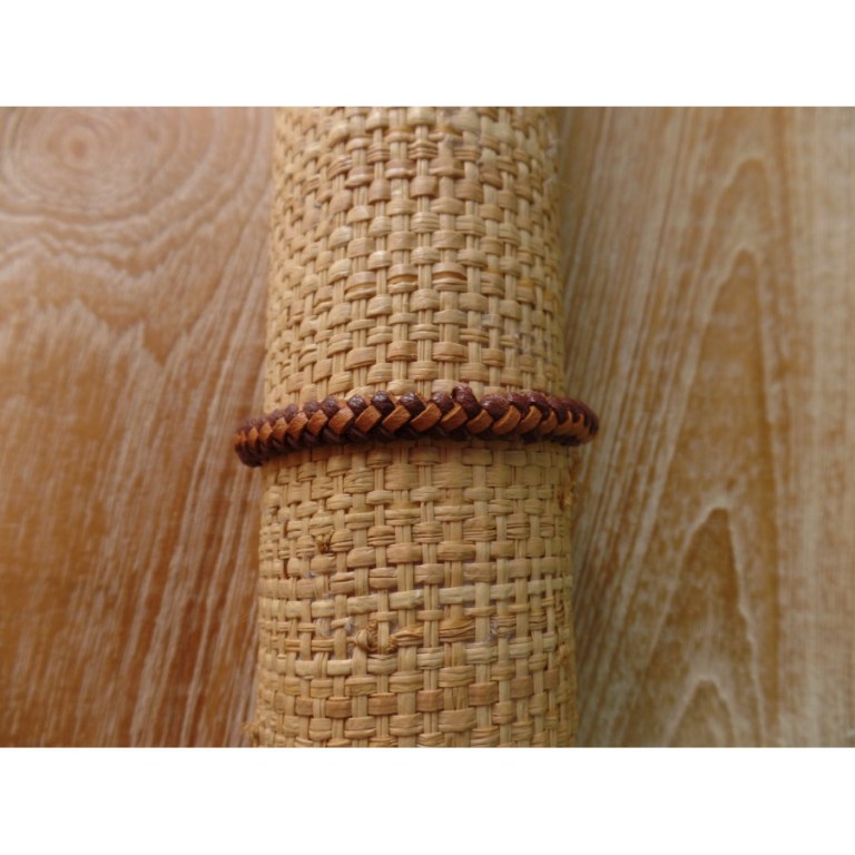 Bracelet rond cuir tressé marron