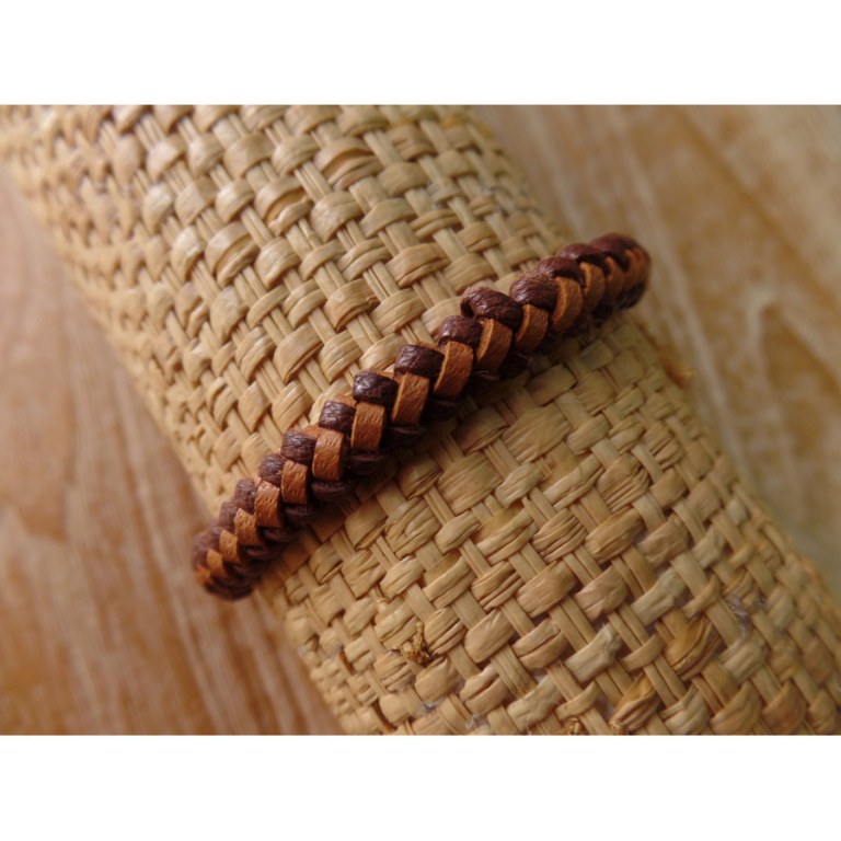 Bracelet rond cuir tressé marron