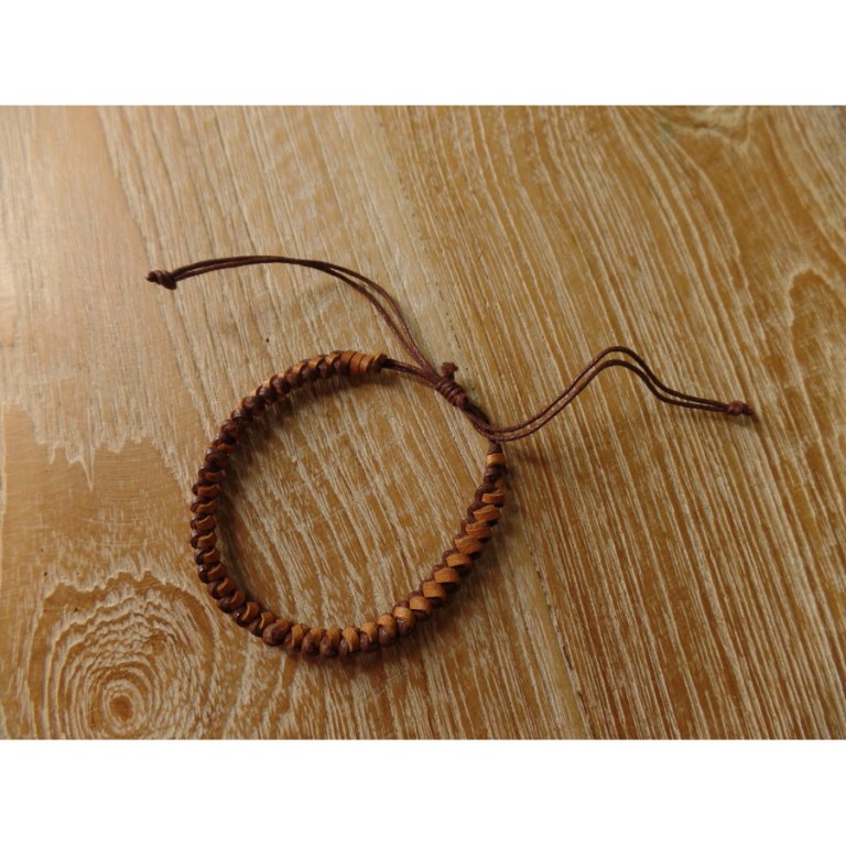 Bracelet rond cuir tressé marron