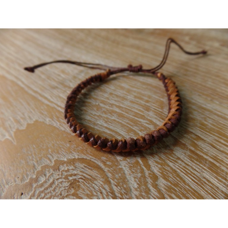 Bracelet rond cuir tressé marron