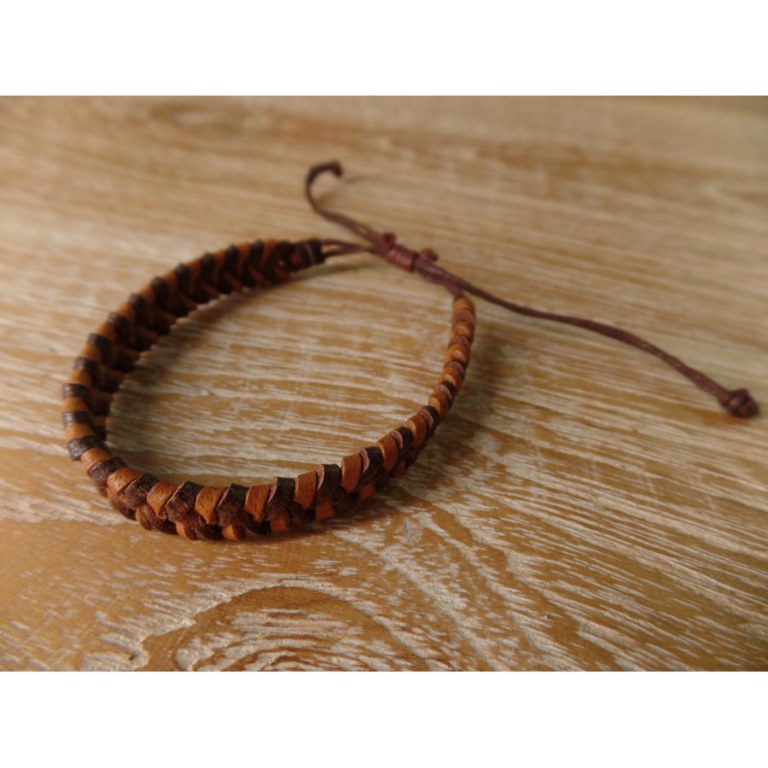 Bracelet cuir kecil marron/chamois