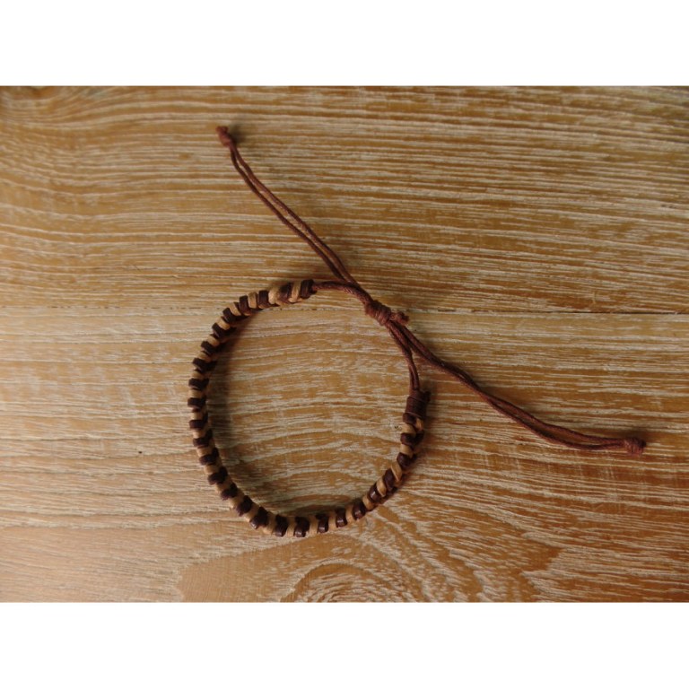 Bracelet cuir kecil marron/beige