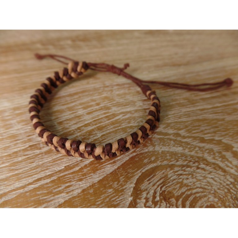 Bracelet cuir kecil marron/beige