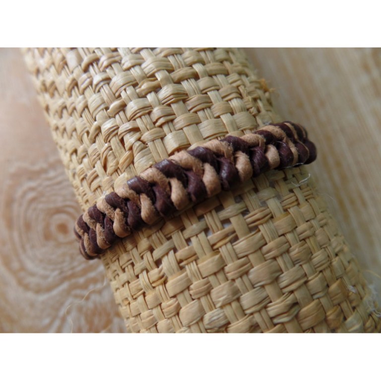 Bracelet cuir kecil marron/beige