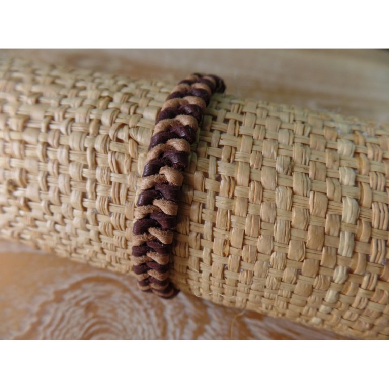 Bracelet cuir kecil marron/beige