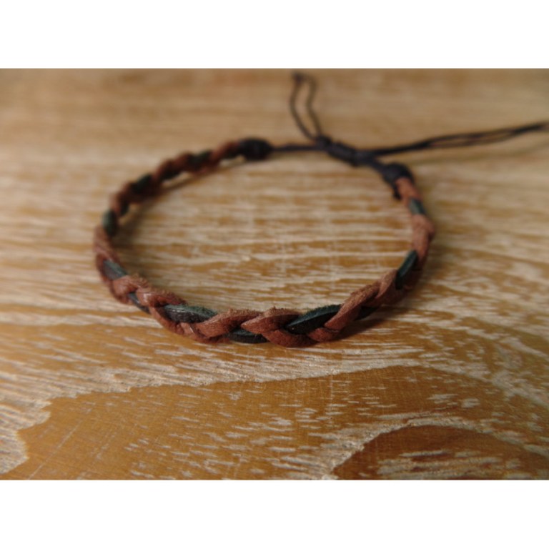 Bracelet cuir tressé Tyas 2 marron